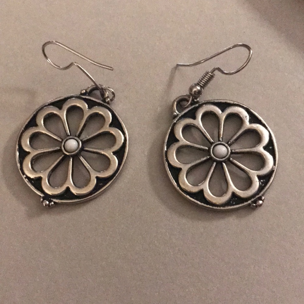 Silver flower earrings